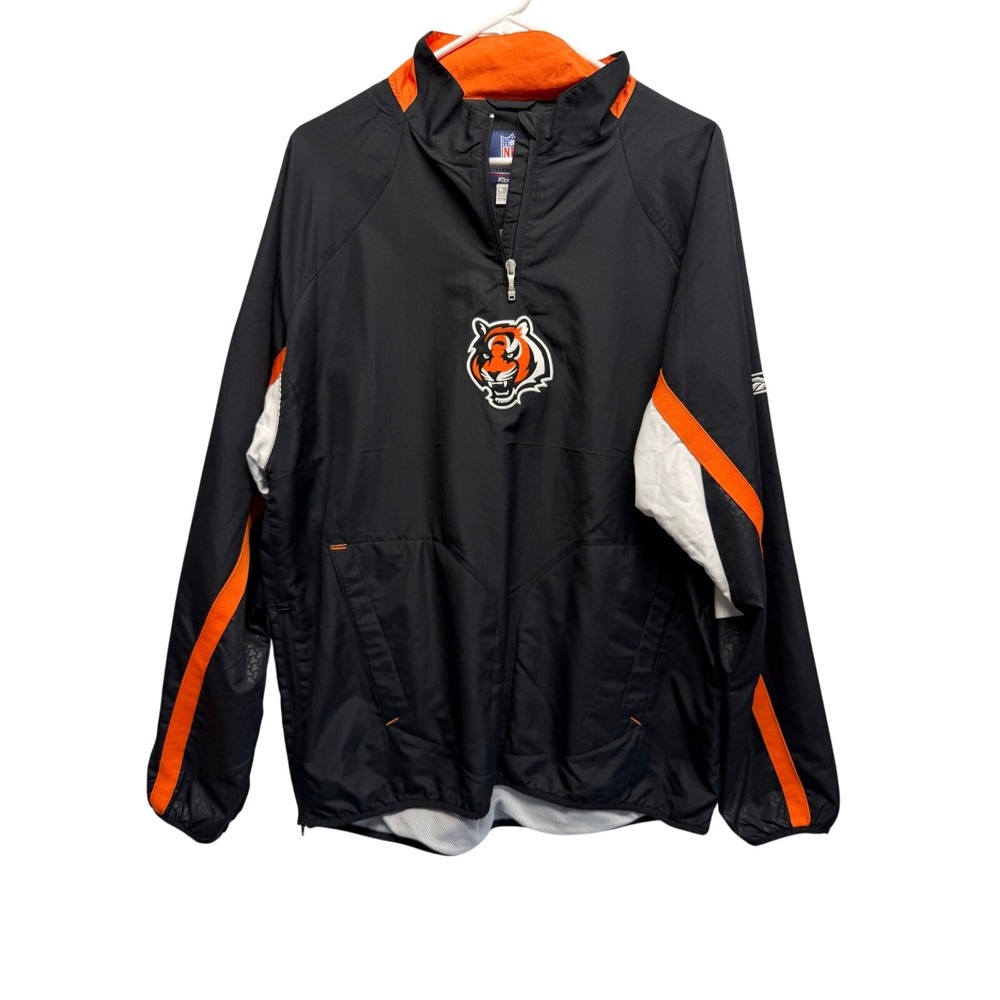 Reebok NFL Authentic Sideline Cincinnati Bengals Quarter Zip Windbreaker Mens M